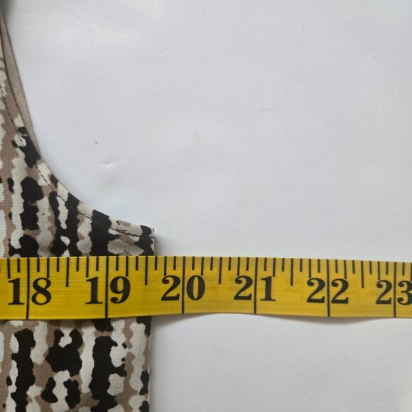 Ellen Tracy Black and Tan Sleeveless Tie Waist Geometrical Midi Dress Large - Picture 11 of 14